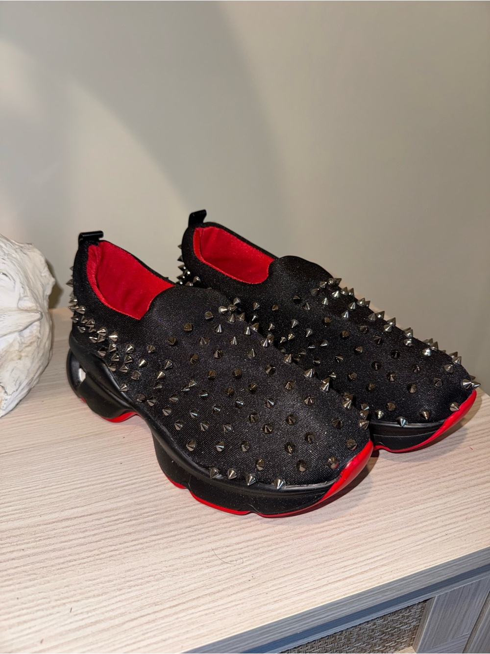 Spike Shoes with red bottom ladies size 7